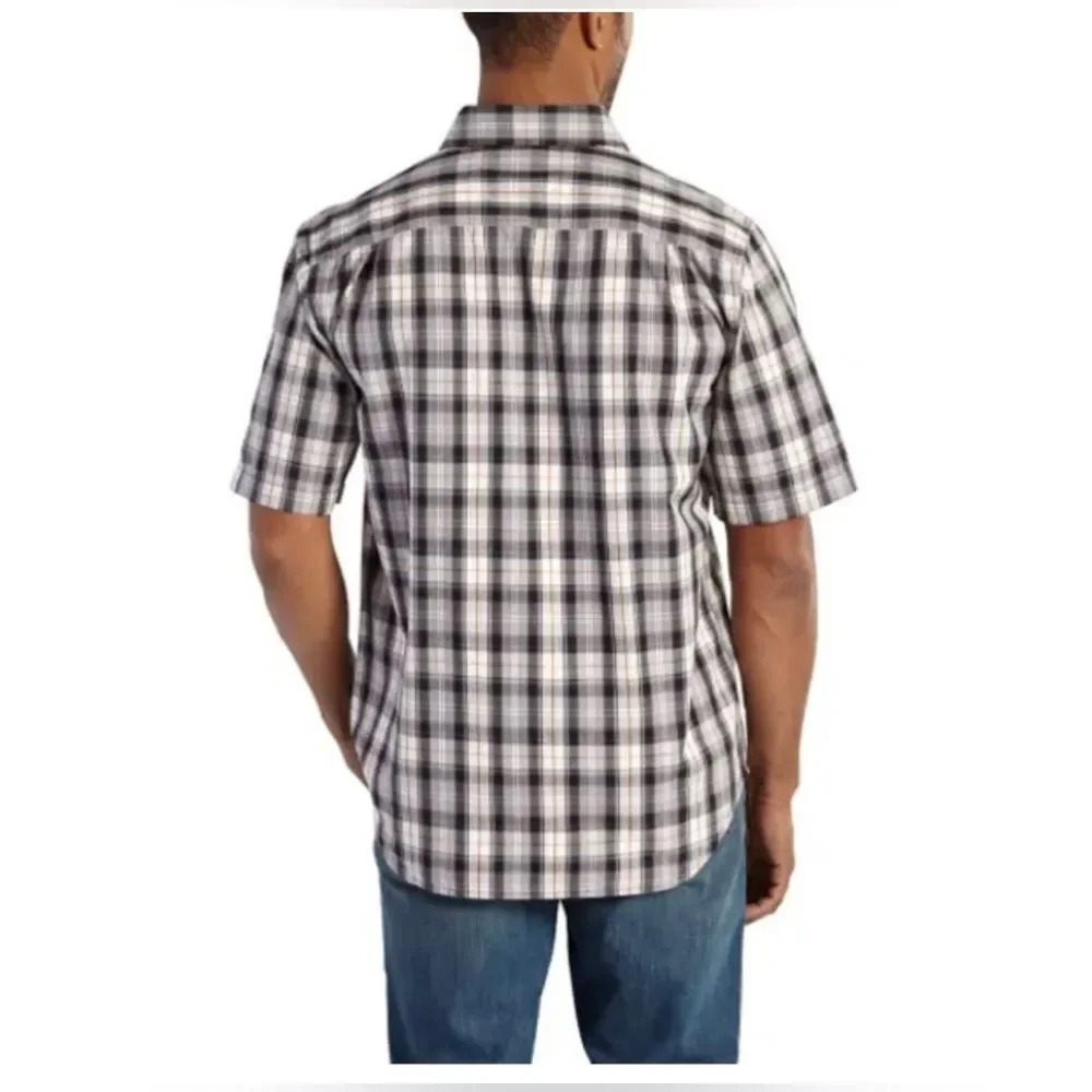 Wrangler Short Sleeved Button Down Grey Plaid Shirt